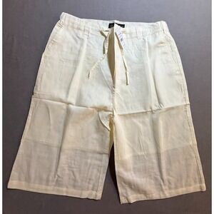 Rich & Rich Linen Shorts Mens 2XL Yellow Pocketed Chino Drawstring 36x13 New.